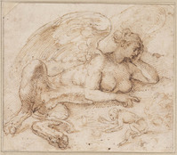 K IX 029
          <br/>
          Liggende sfinx met een aapje
          <br/>
          <em>Romano, Luzio (werkz. 1528-ca. 1575)</em>